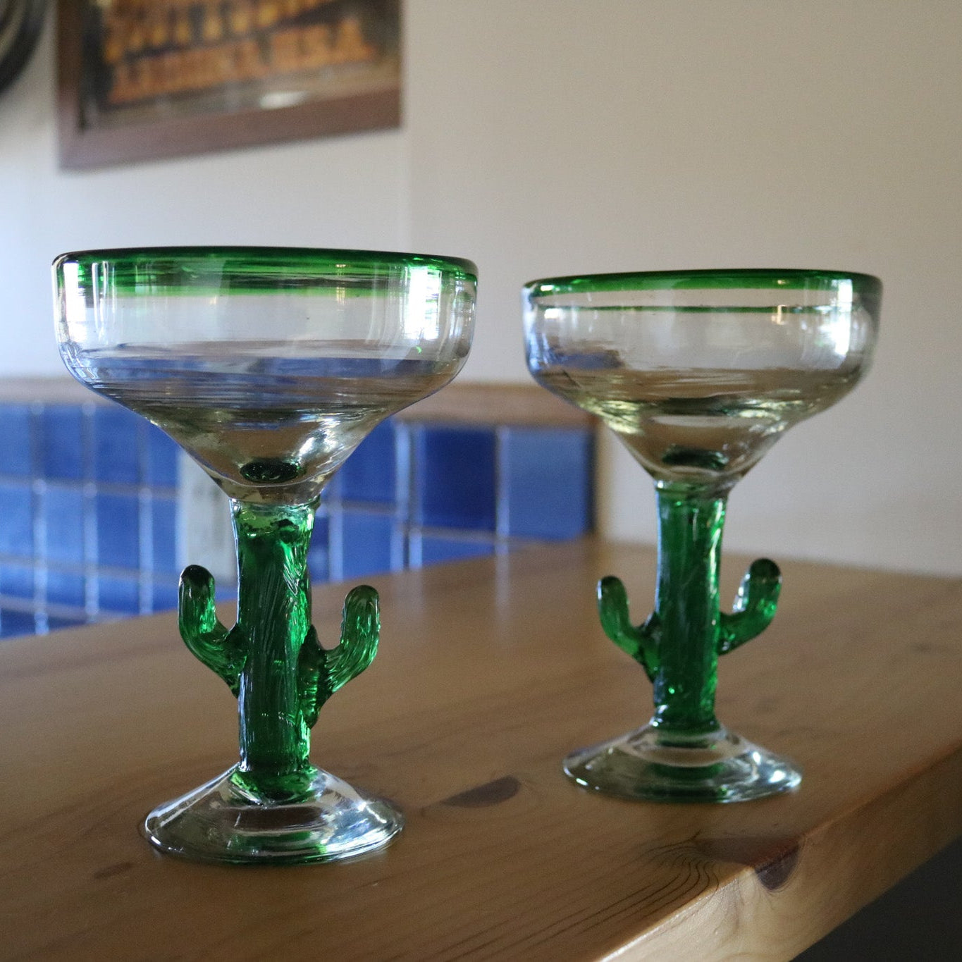 Set Of 4 Libbey Cactus Margarita Glasses With 1 Matching Pitcher
