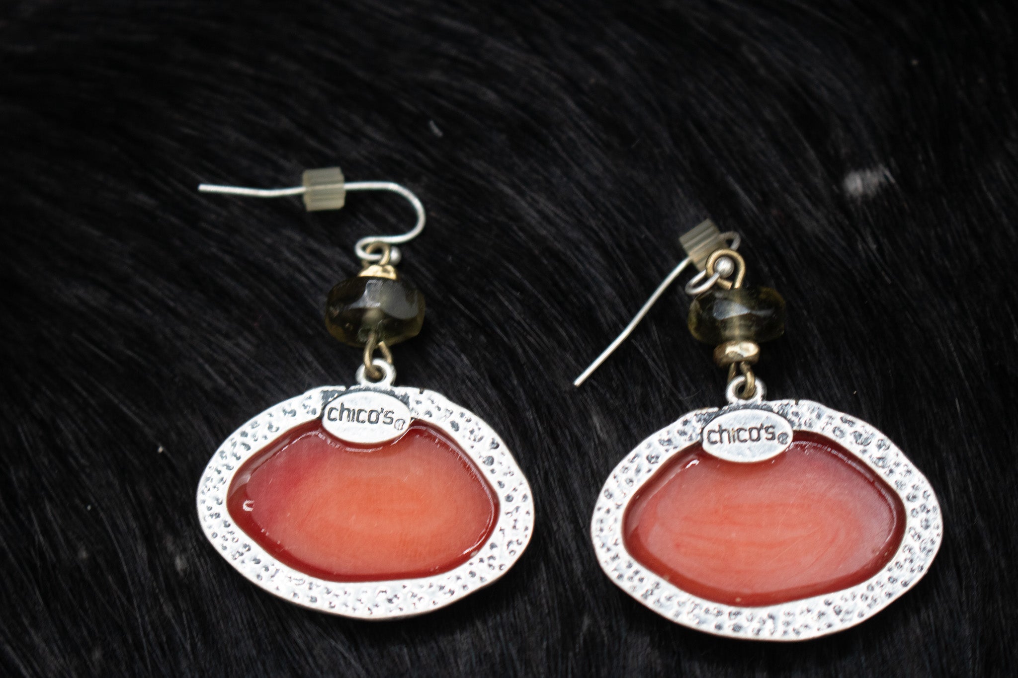 Oval Cut Raw Stone Agate Bezel Set Chicos Earrings