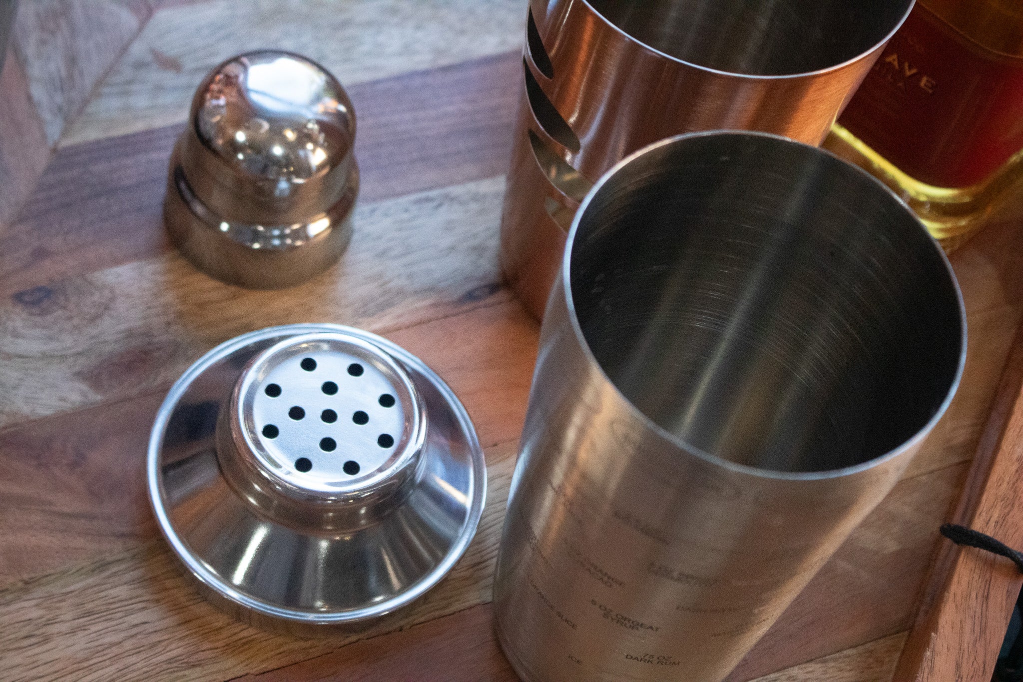Stainless Steel and Copper Spin and Select 20oz Cocktail Shaker with 8 Recipe Card