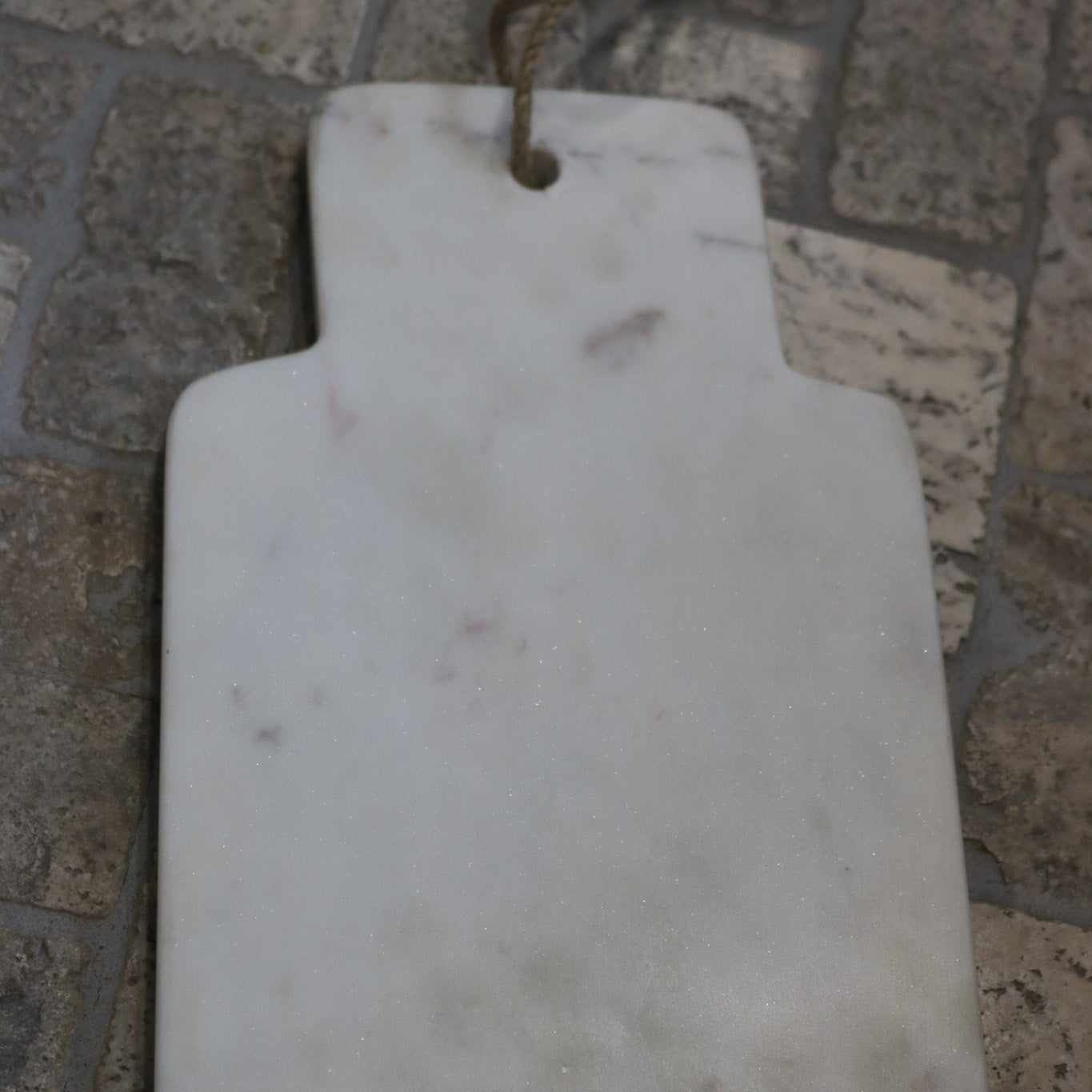 Chopping Board - Small Paddle with White Stone Faux-marble with Wood End