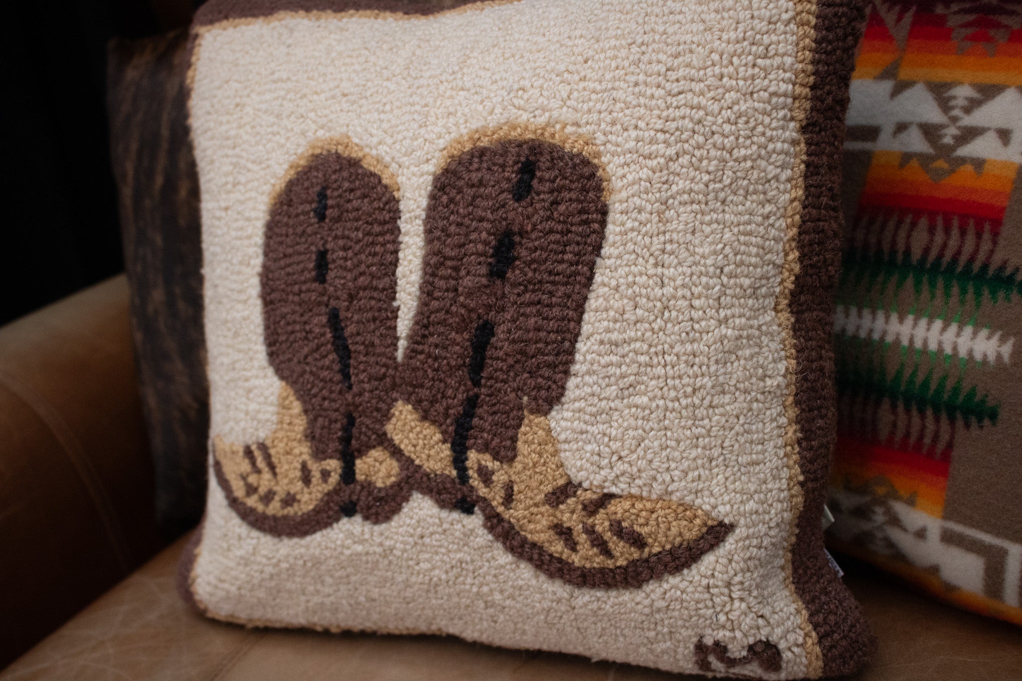 Latch Hook Design Chandler 4 Corner's Cowboy Boots Pillow