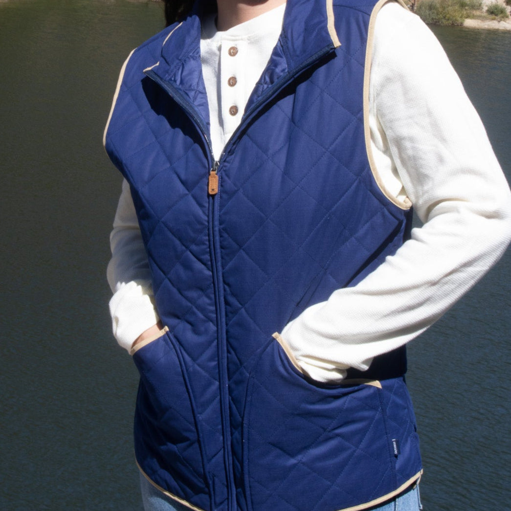 Crown & Ivy Quilted Vest Blue Eve