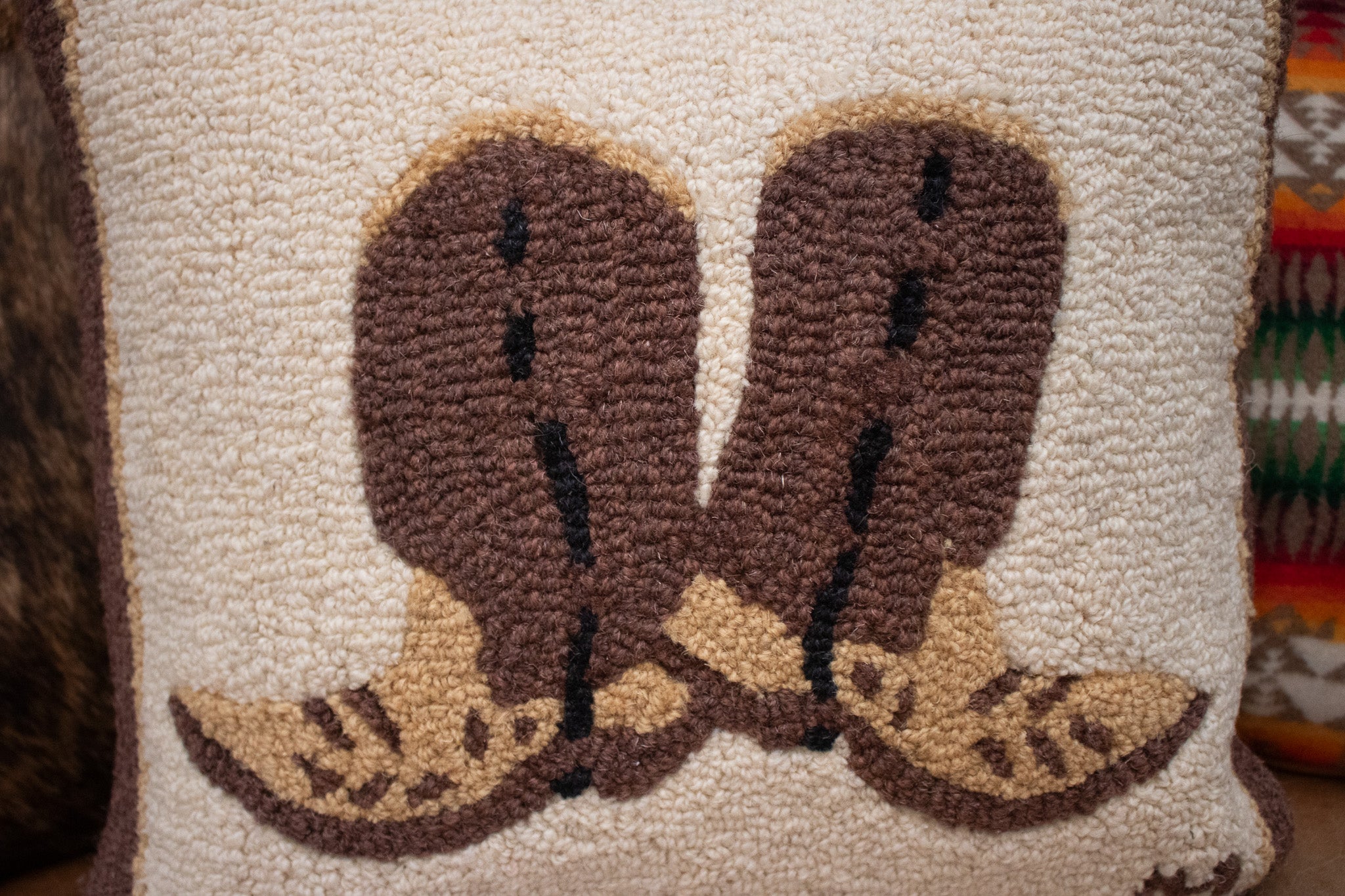 Latch Hook Design Chandler 4 Corner's Cowboy Boots Pillow