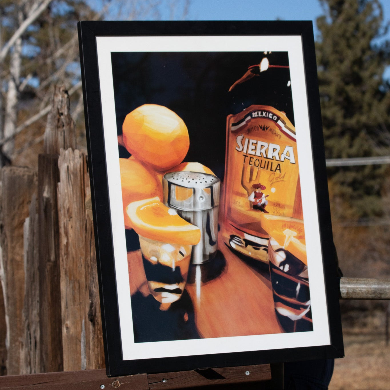 Sierra Tequila Mexico Framed Art Piece featuring the Sierra Tequila, Shot Glasses, & Lemons