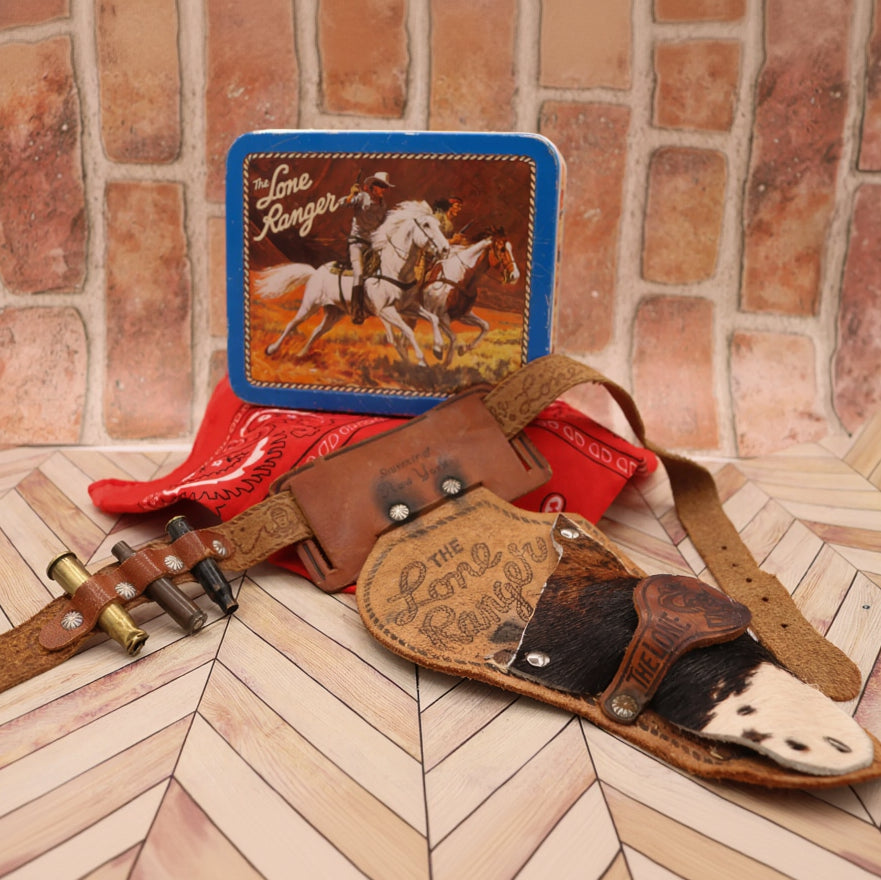 Antique Lone Ranger Leather Youth's Gun Holster with Stamped Details