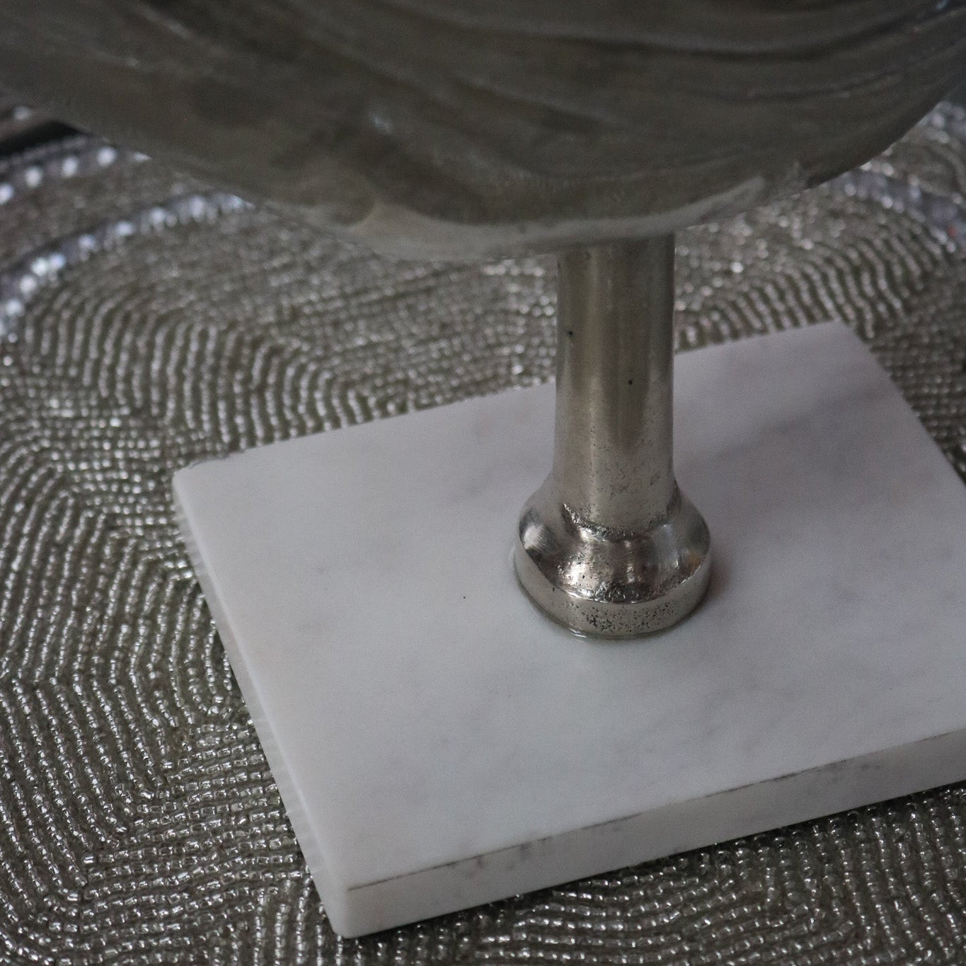 Beautiful Circular Modern Art Piece with White Marble Base with an Impression of the Modern Abyss