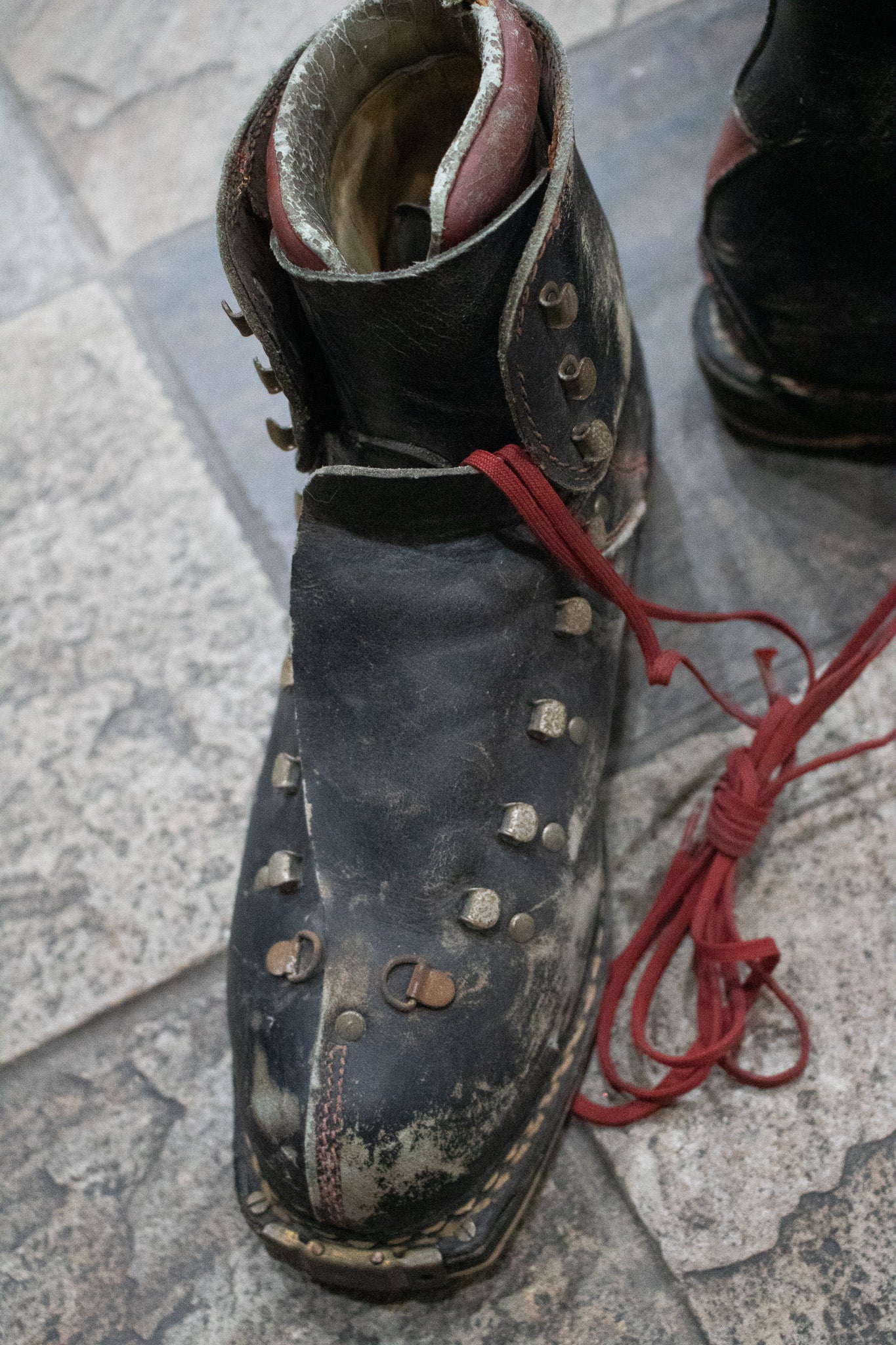 Vintage Black Dolomite Leather Ski Boots
