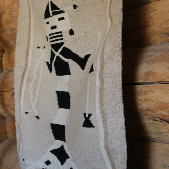 Vintage 1970s Navajo Single Yei Figure Handwoven Wool Rug - 21.5x35 inches