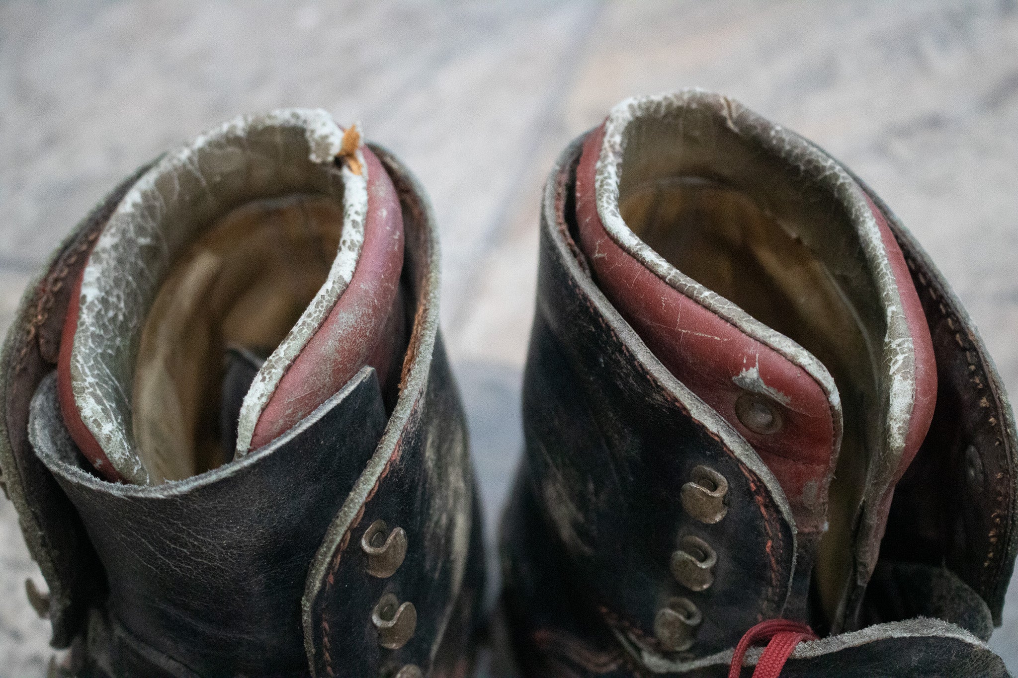 Vintage Black Dolomite Leather Ski Boots