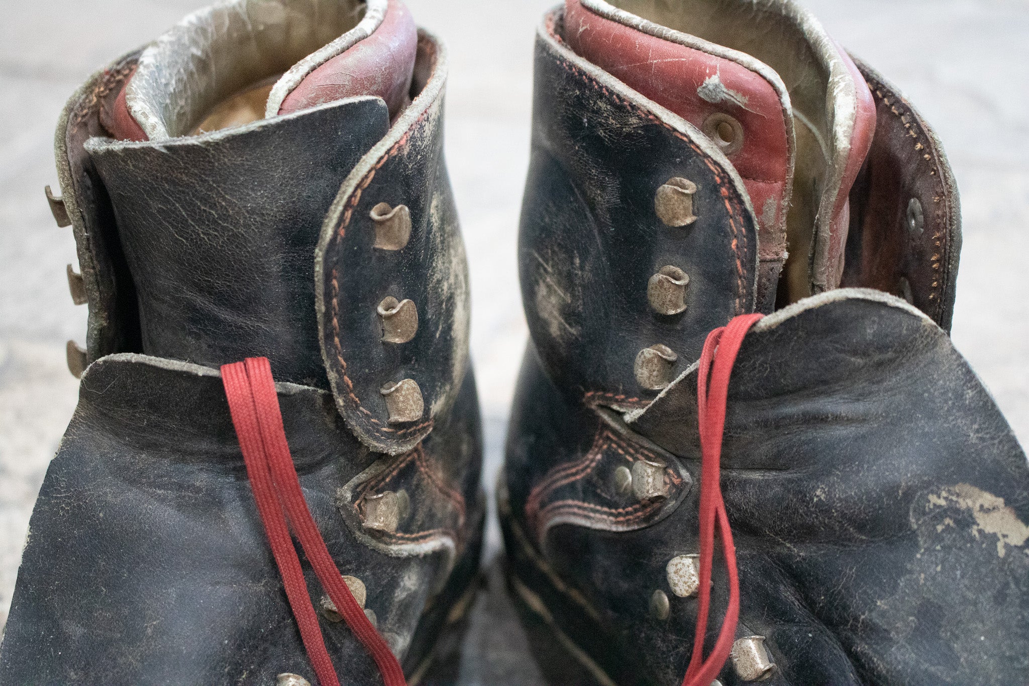 Vintage Black Dolomite Leather Ski Boots
