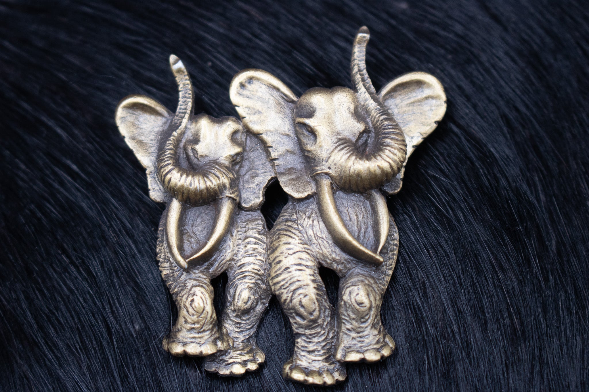 Vintage 1980's JJ Jonette Pewter Marching Elephant Friends Brooch