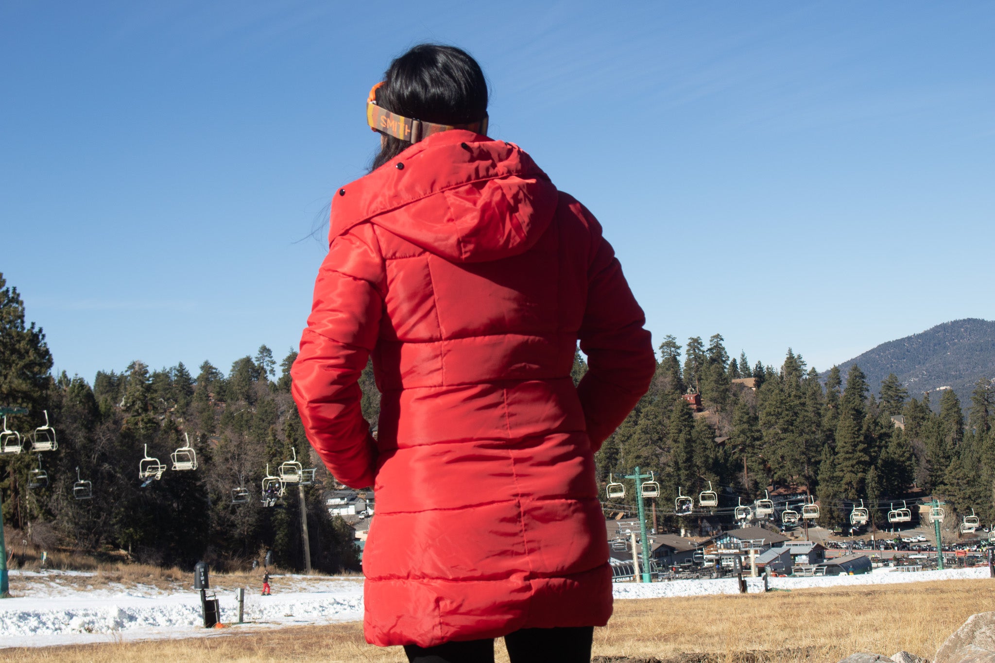 Long Puffer Style Red Winter Coat