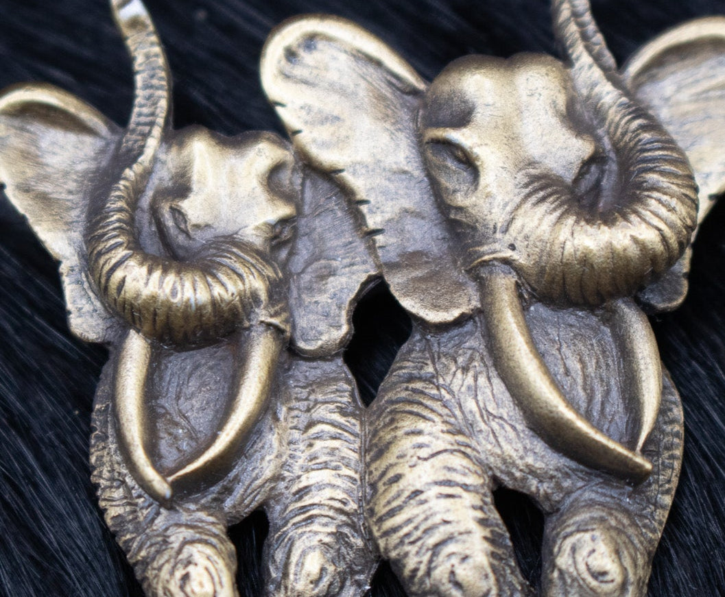 Vintage 1980's JJ Jonette Pewter Marching Elephant Friends Brooch
