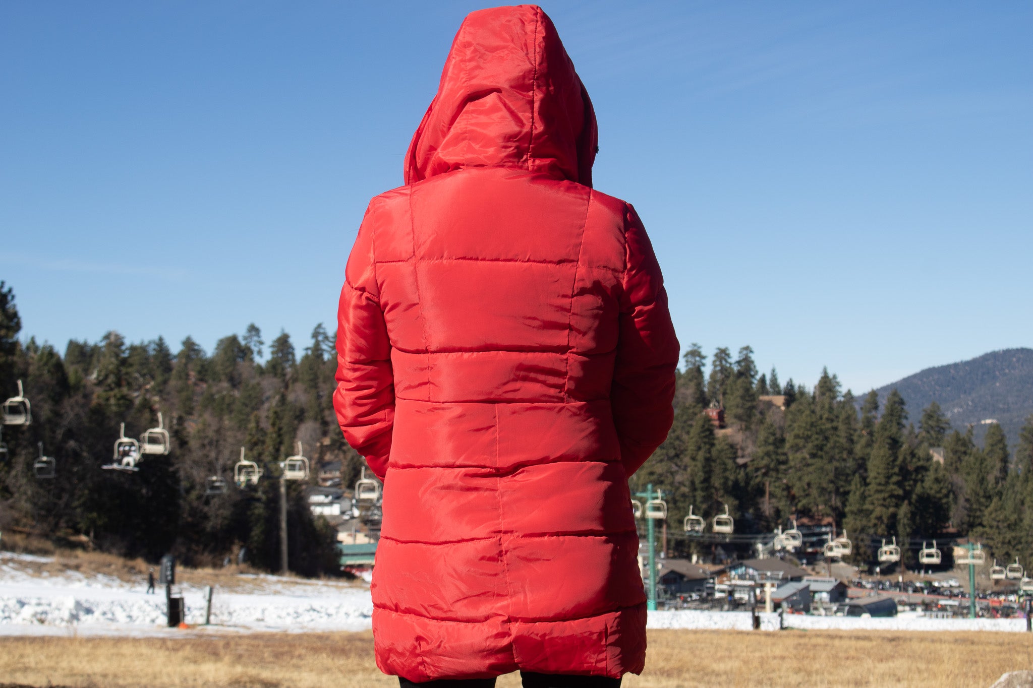 Long Puffer Style Red Winter Coat