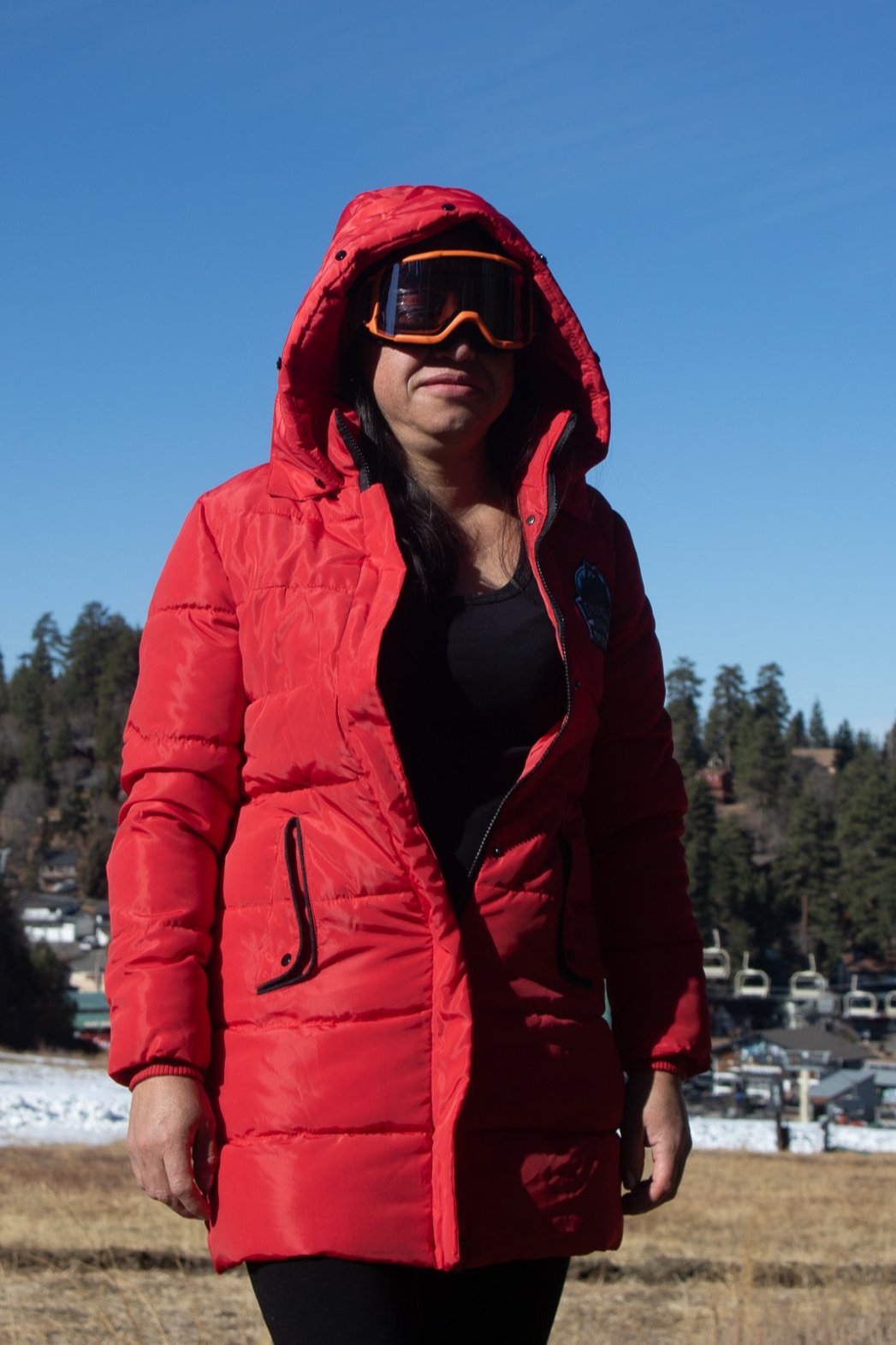 Long Puffer Style Red Winter Coat