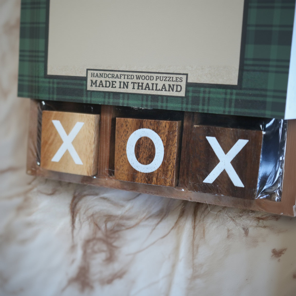 Tic Tac Toe Wooden Tabletop Game Set XOXO Decor Handcrafted Thailand New