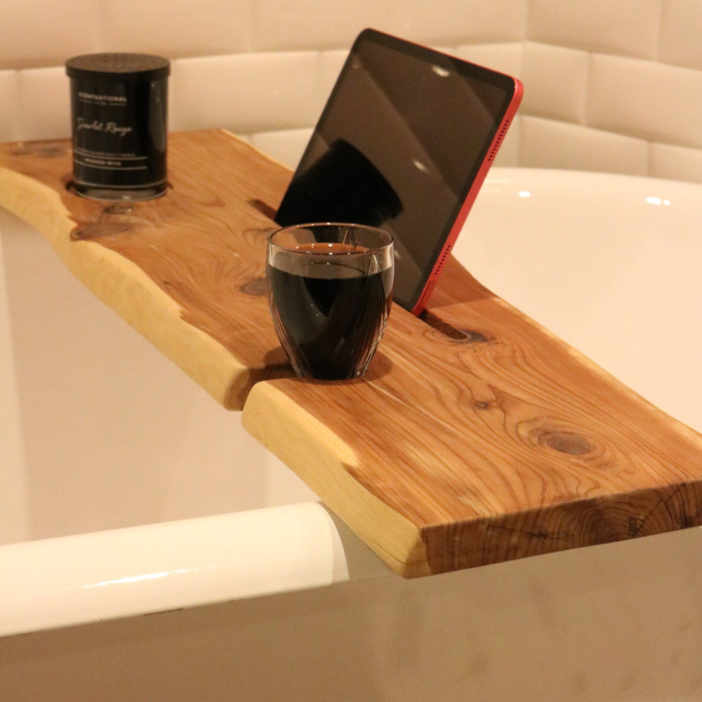 Live Edge Redwood Bath Tray Fits Tubs 32"-34