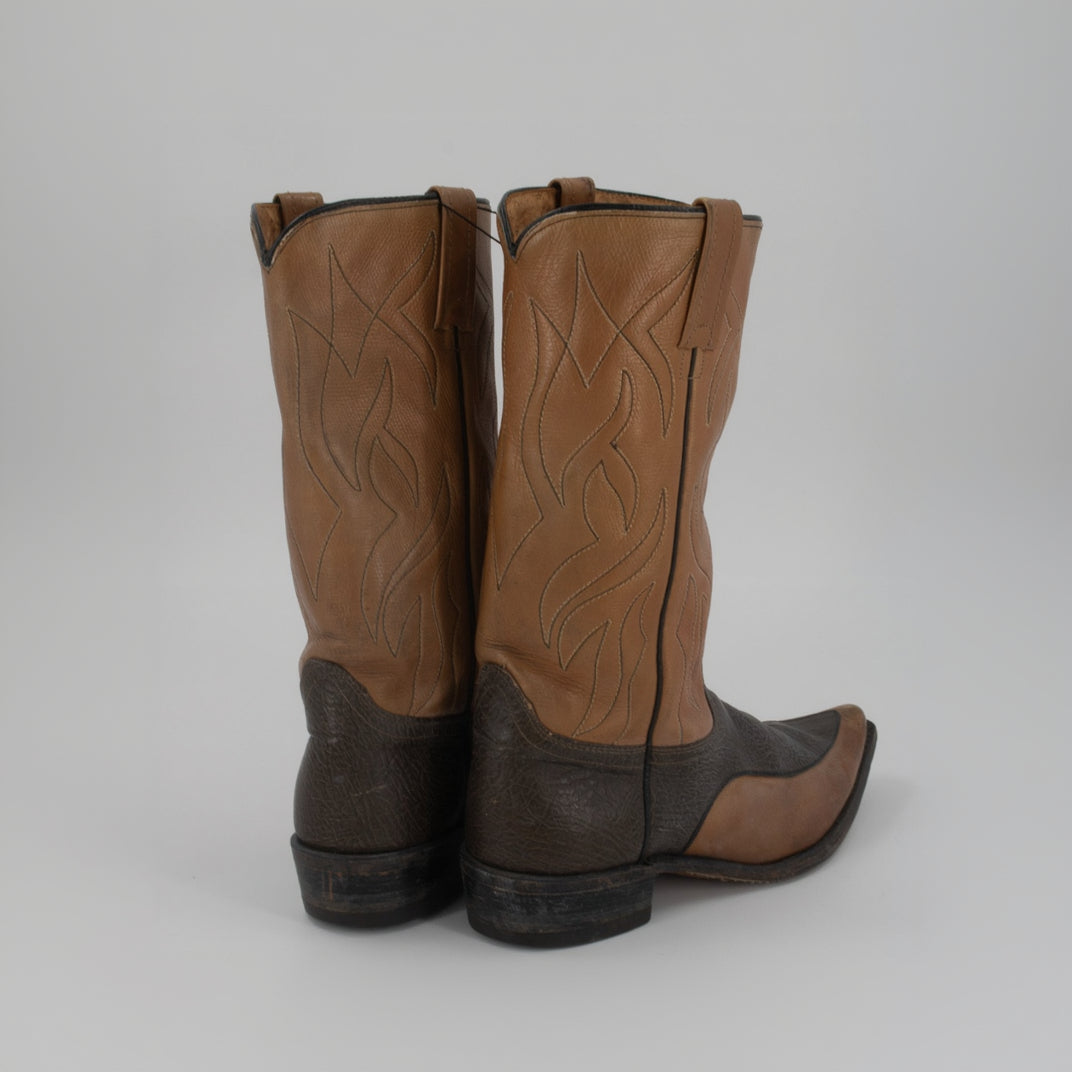 Unbranded Multi-Colored Leather Boots Light/Dark Brown-Size 8D in men's