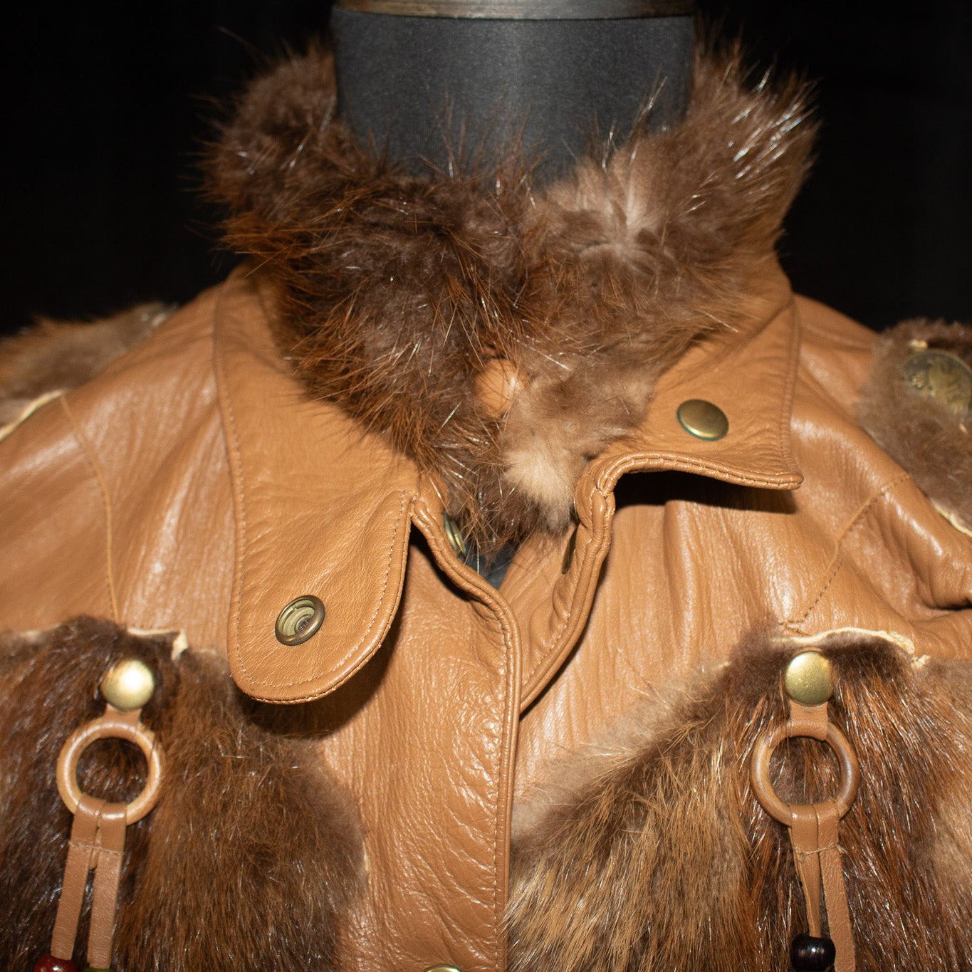 Fur Boutique by TMG Fur Brown Leather Coat Size Small