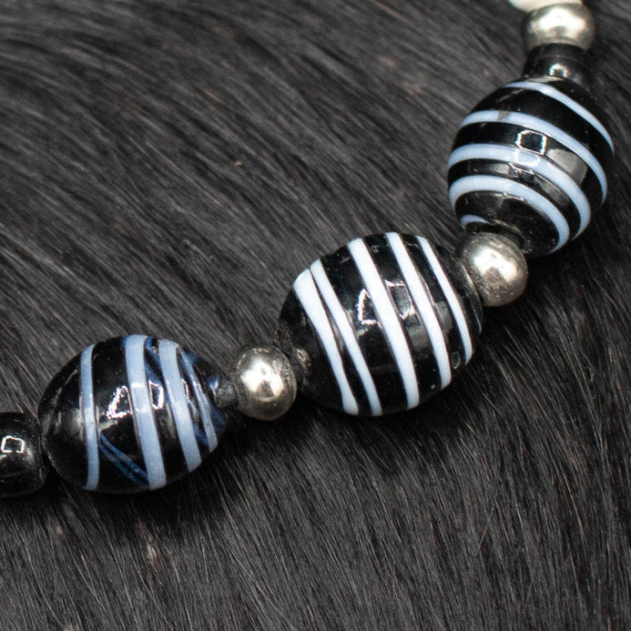 Black & White Glass Beaded Anklet