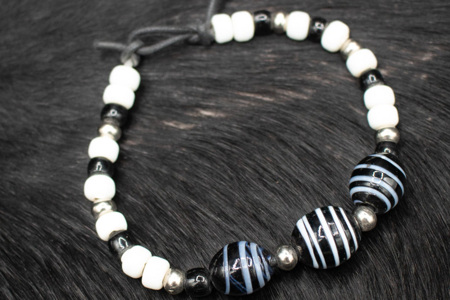 Black & White Glass Beaded Anklet