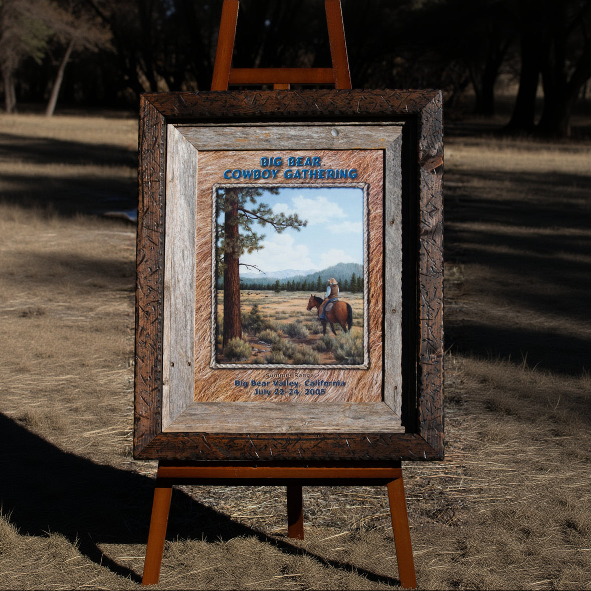 Big Bear Cowboy Gathering 2005 framed poster rustic barnwood frame western cowboy wall art 28x34