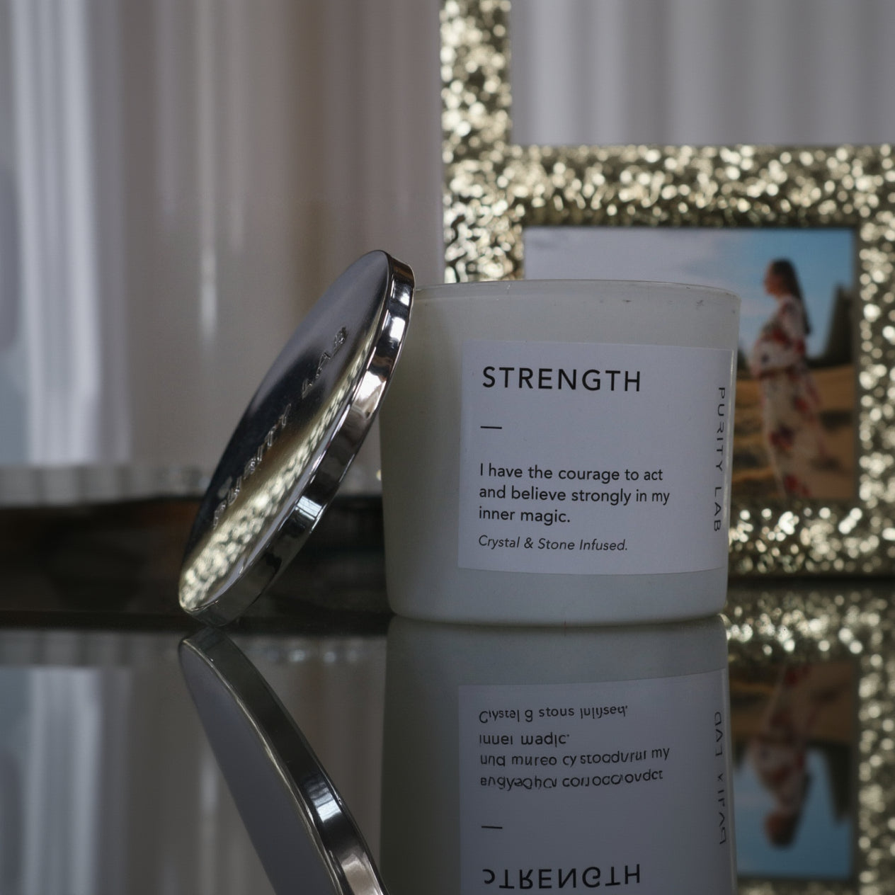Purity Lab Strength Crystal Infused Candle Double Wick Soy Candle 3.25x3.25