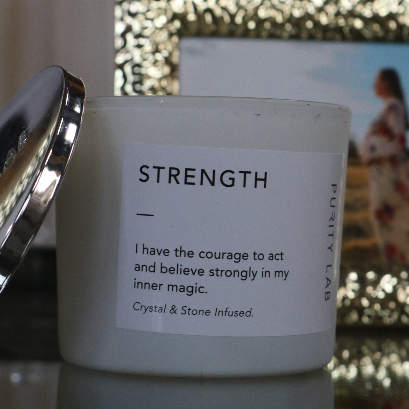 Purity Lab Strength Crystal Infused Candle Double Wick Soy Candle 3.25x3.25