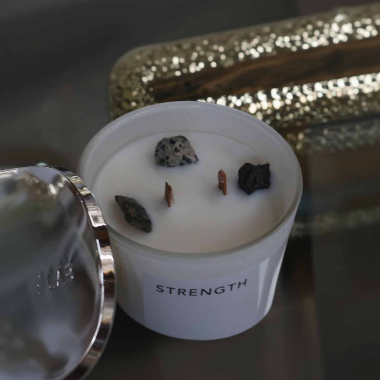 Purity Lab Strength Crystal Infused Candle Double Wick Soy Candle 3.25x3.25