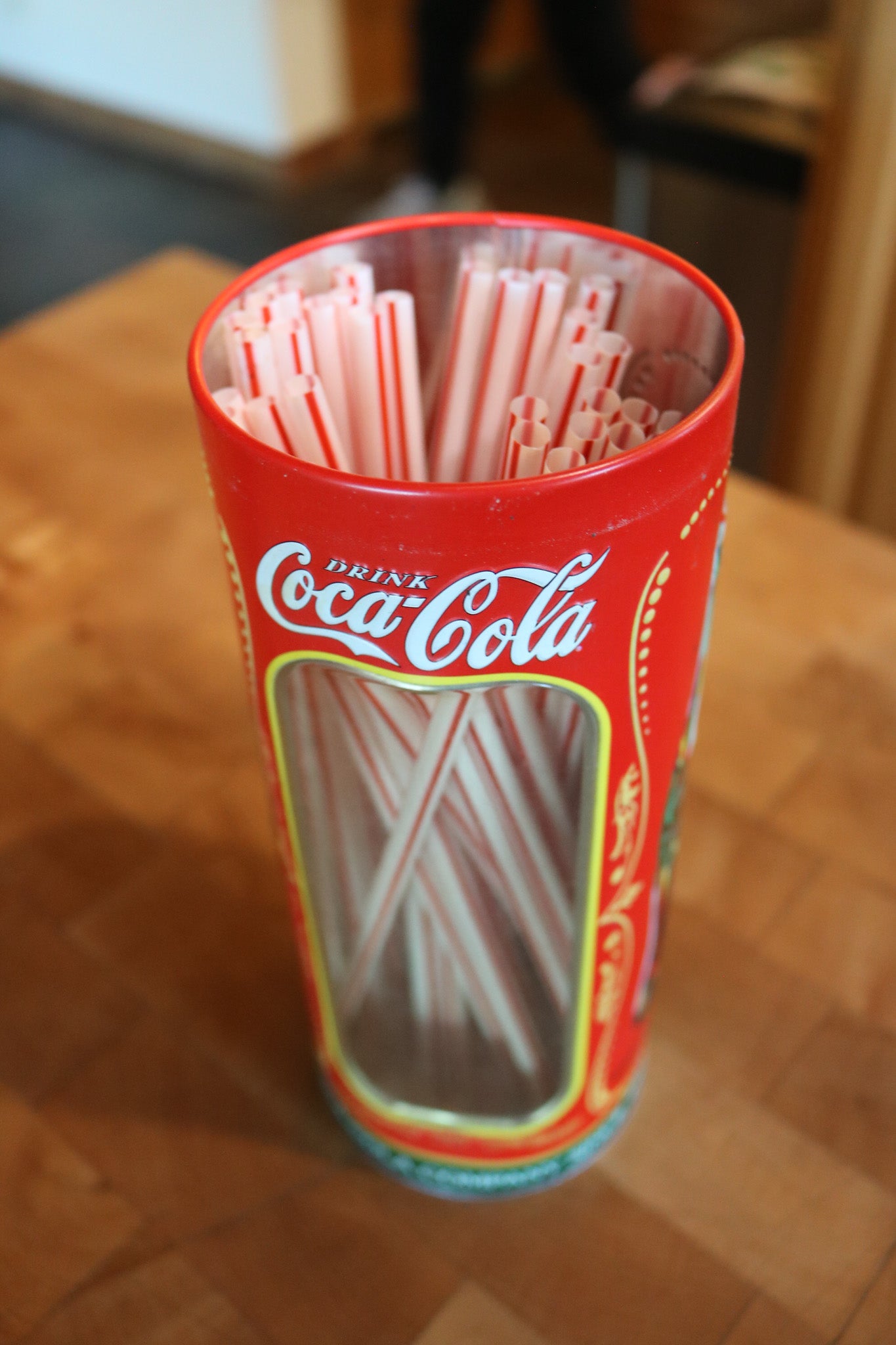 Vintage Coca-Cola Metal Tin Straw Holder