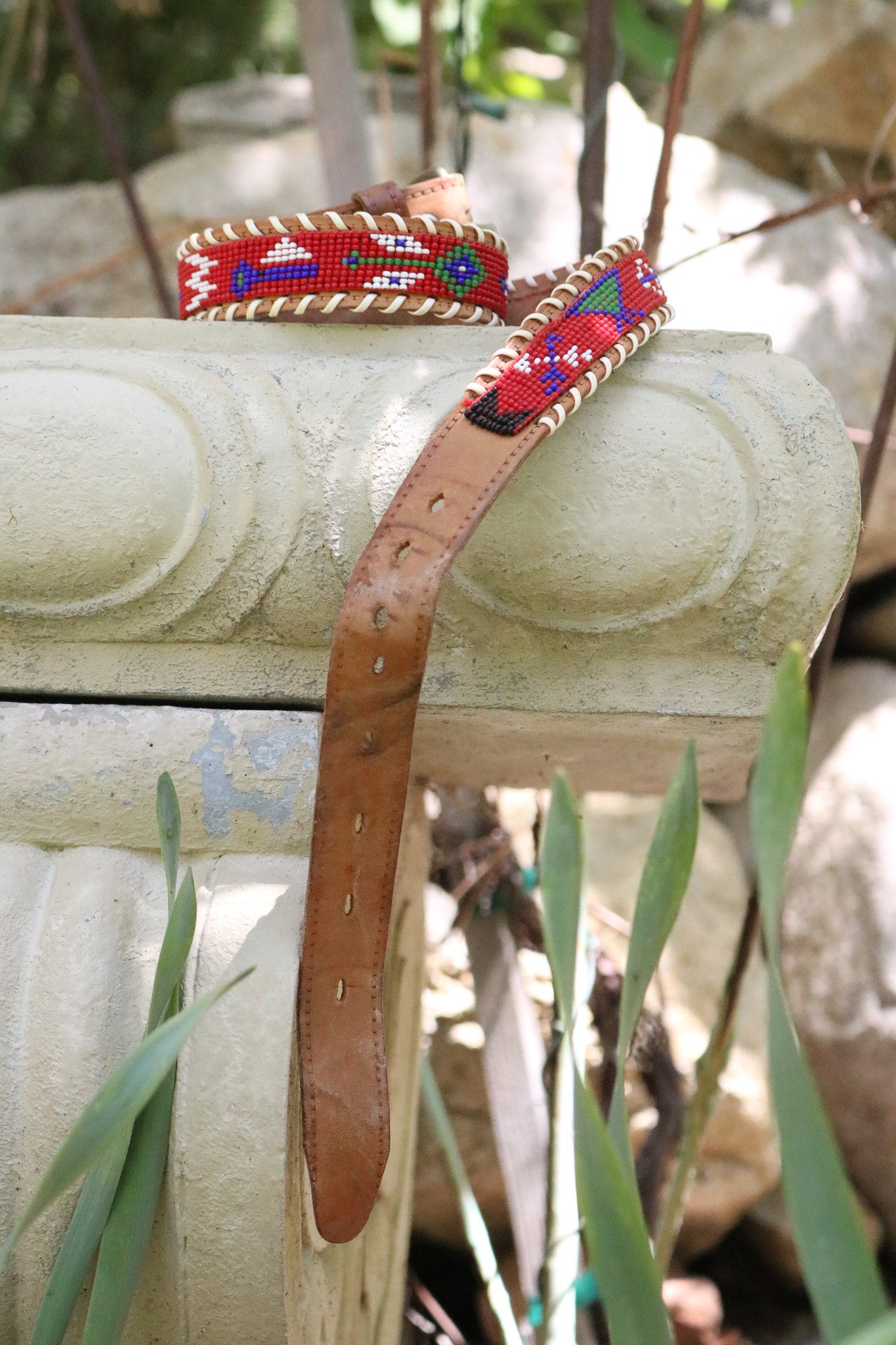 Beaded Cowhide Belt