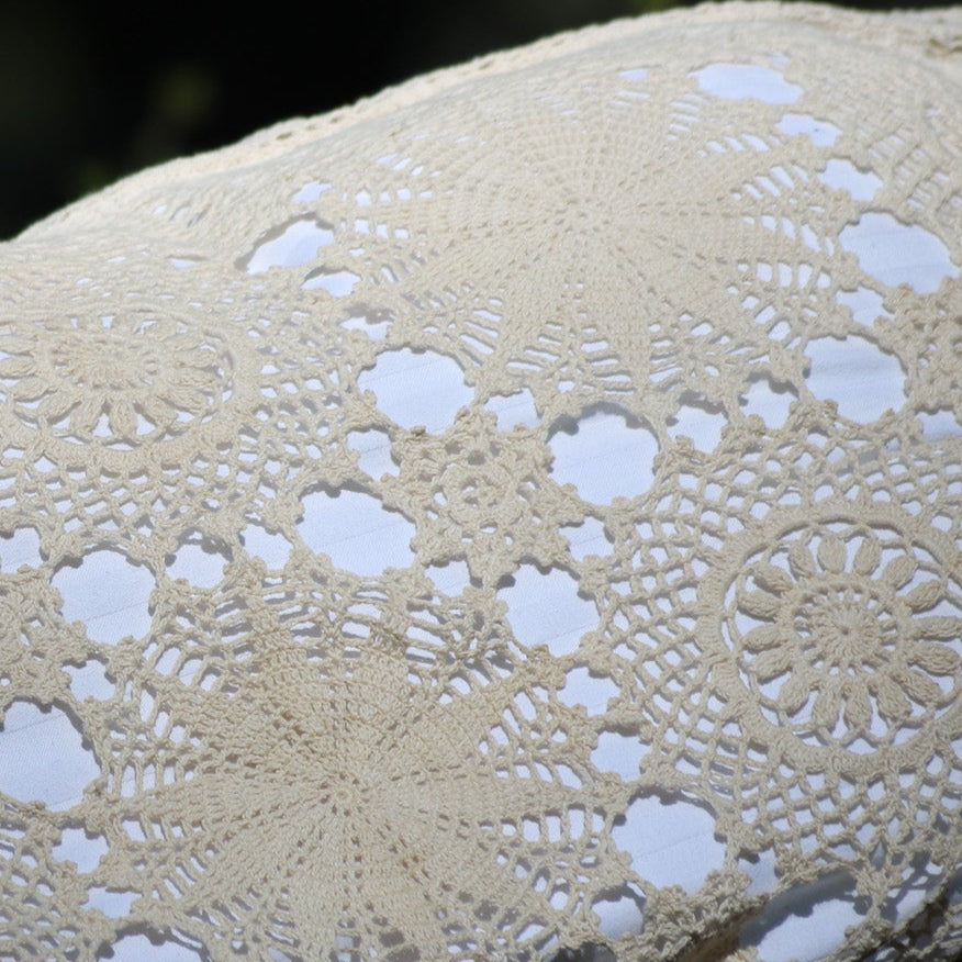 Crocheted Designed Pillowcase in Off-White 31" x 20"