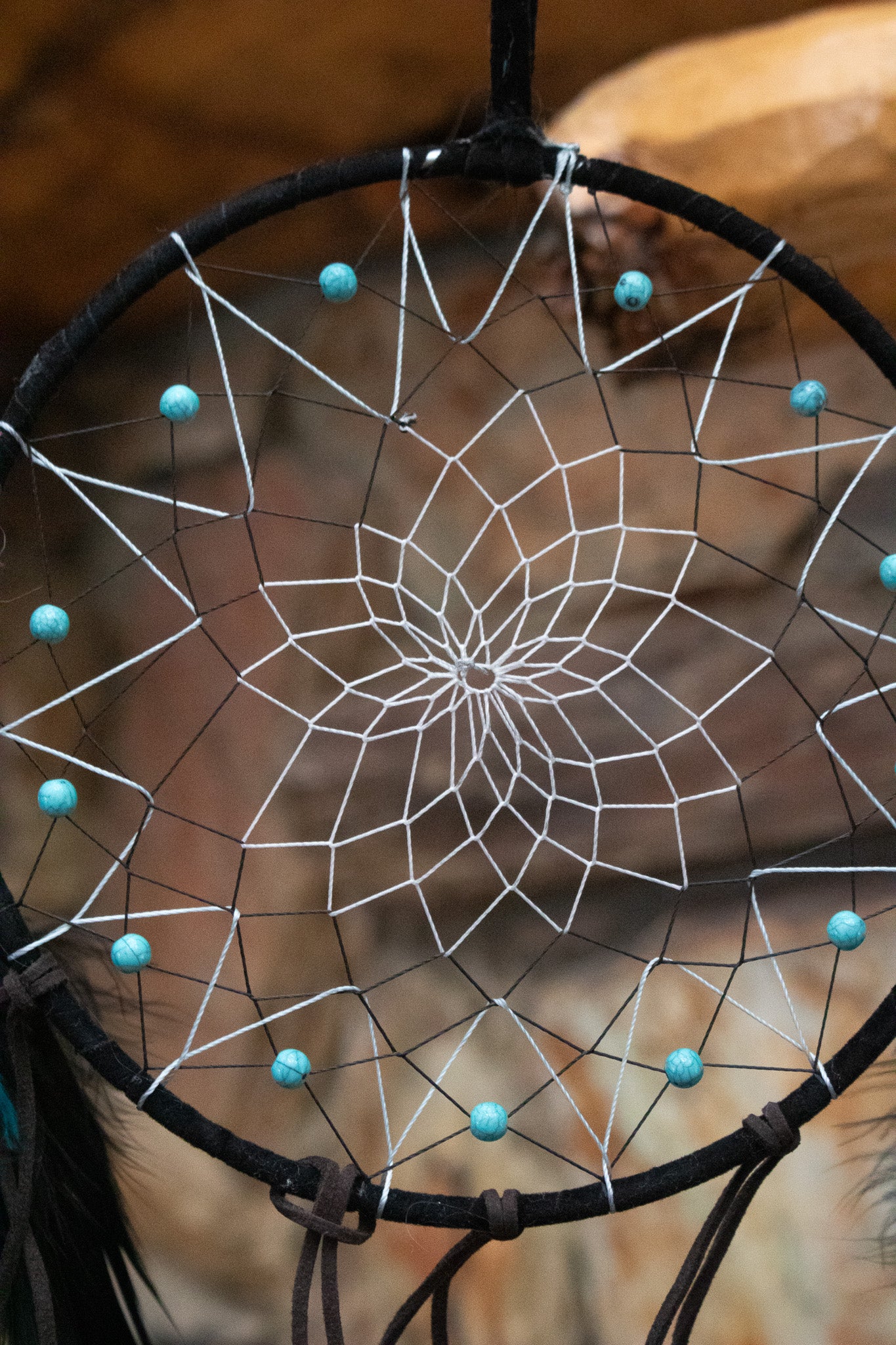 Handmade Blue and Black Feather Dream Catcher