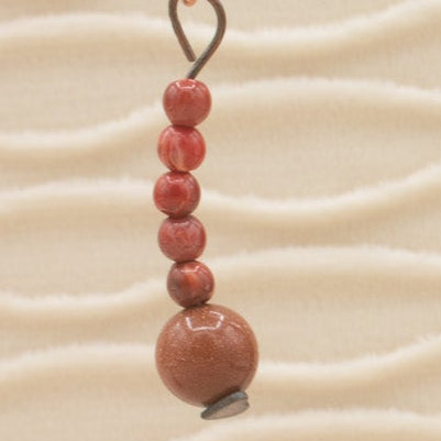 Hand Crafted Jasper and Goldstone Beaded Earrings