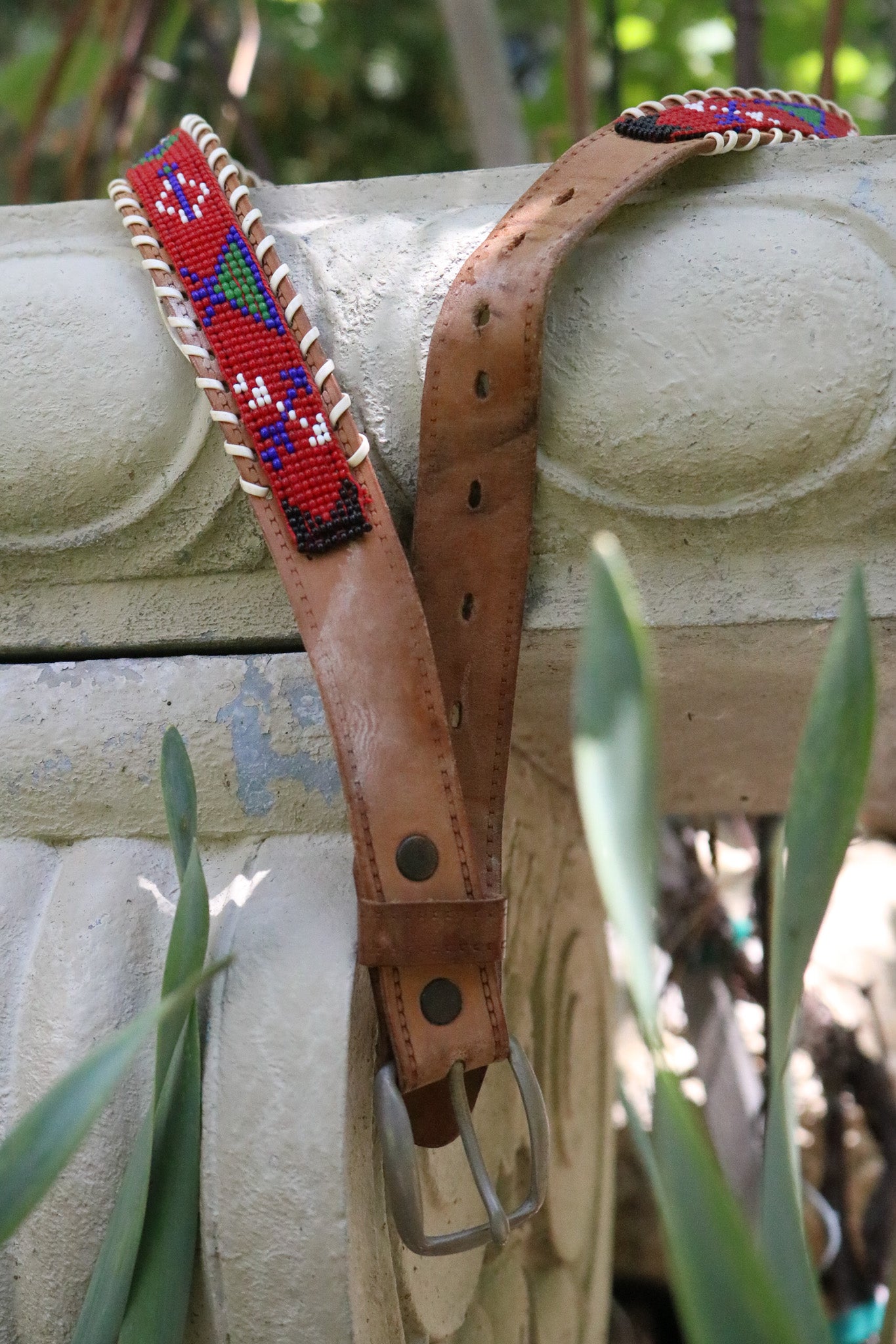 Beaded Cowhide Belt