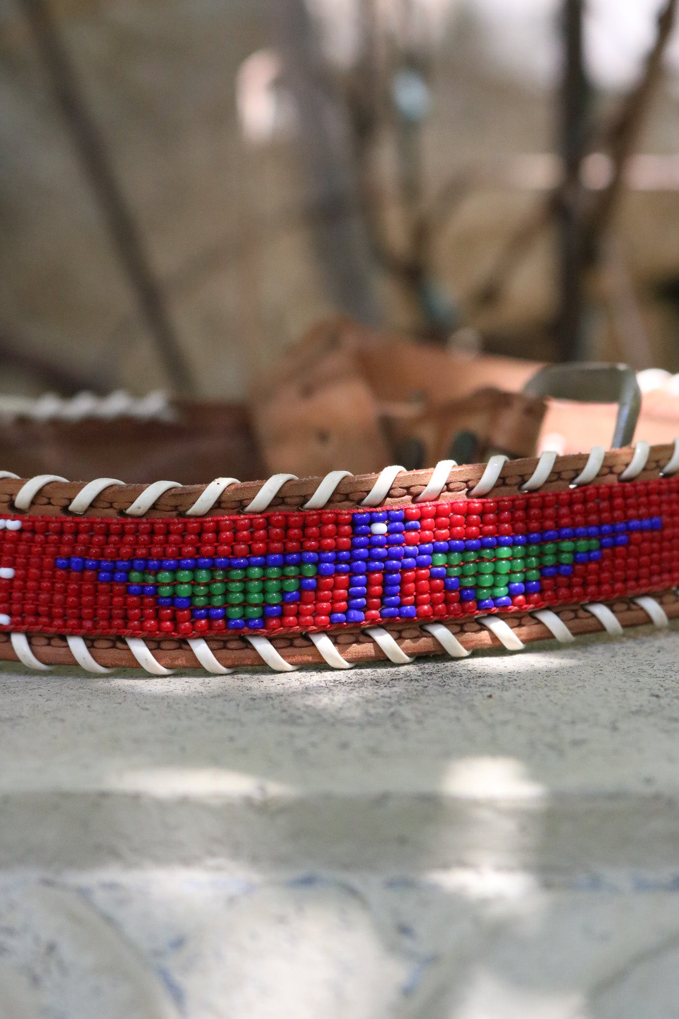 Beaded Cowhide Belt