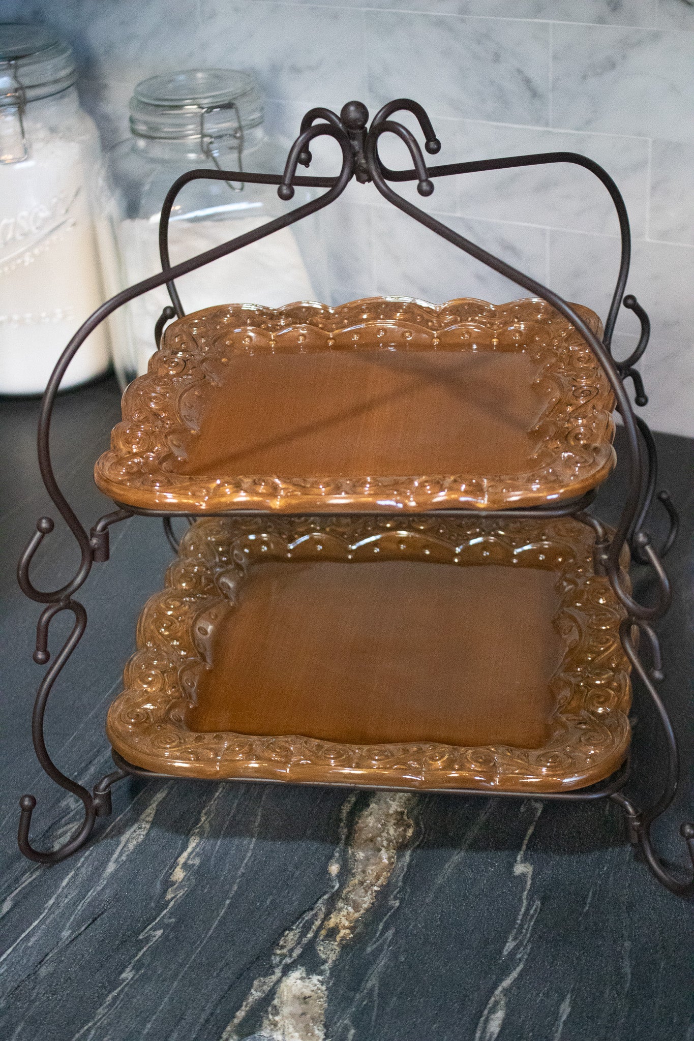 Two Tier Celebrating Home Square Serving Dish