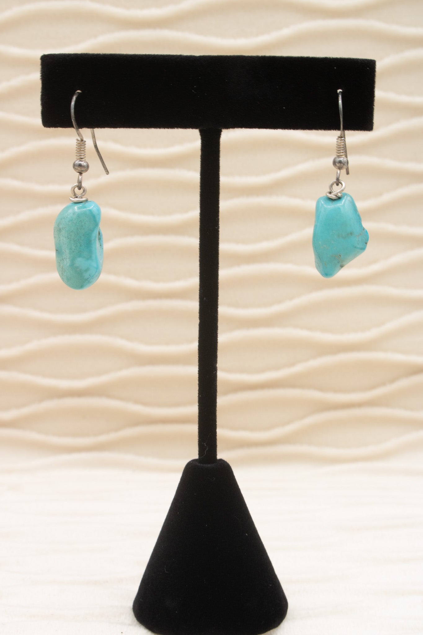 Silver and Presious Turquoise Blue Stone Earrings