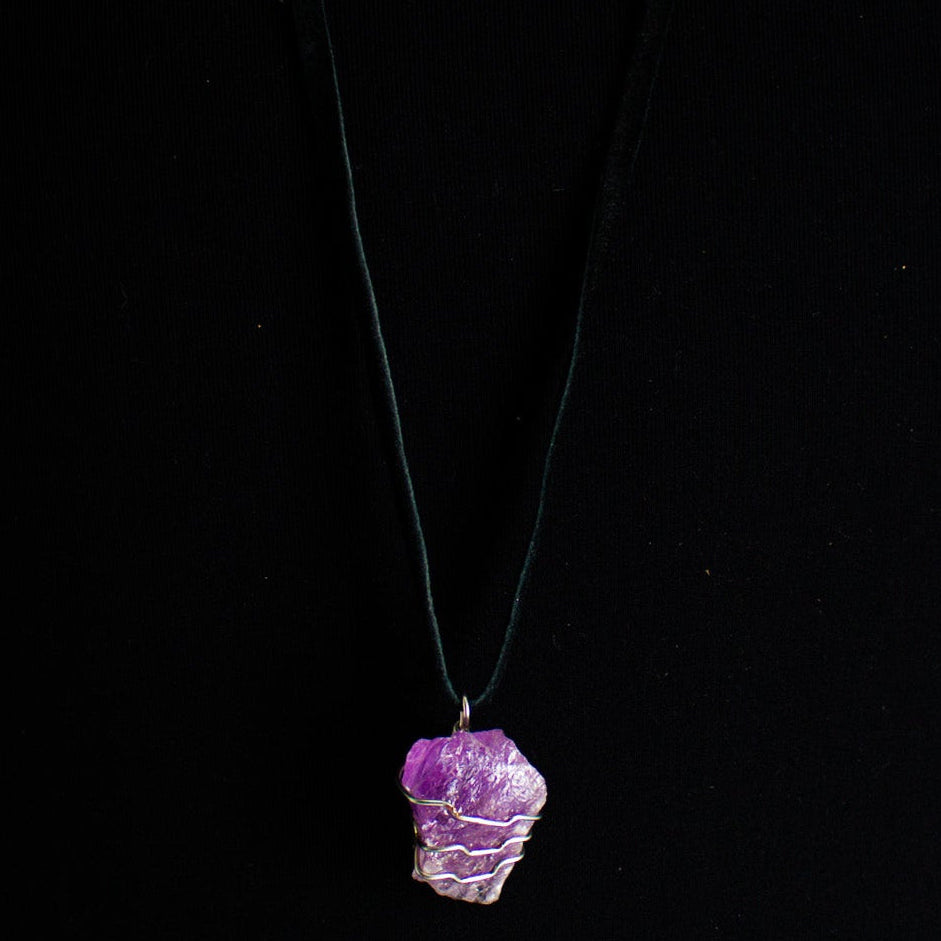 Amethyst Wire wrapped Crystal Necklace