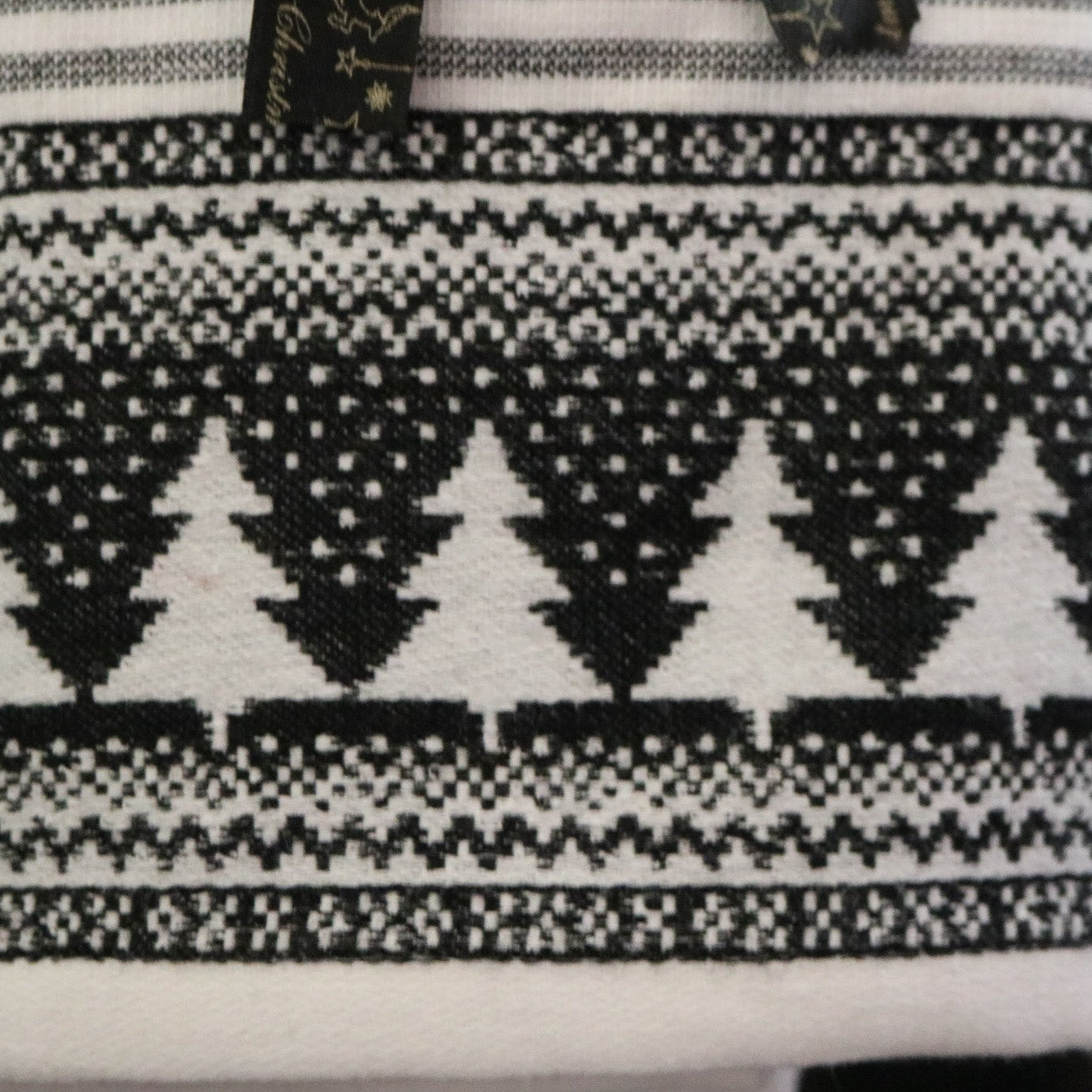 Balsam & Fir Trading Co. Set of 2 White Hand Towels with Christmas Trees & Black Lines