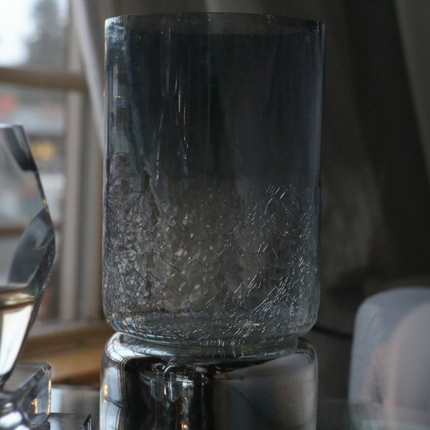 Glass Candle Vase with Silver Base