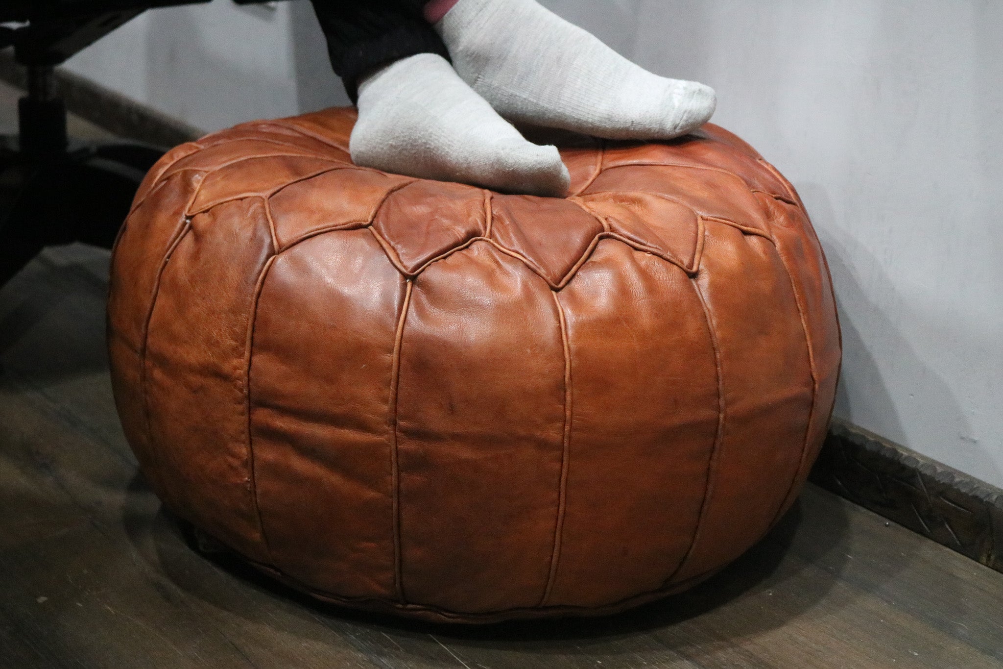 Handcrafted Moroccan Leather Pouf Berber Style Ottoman for Home Decor