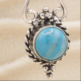 Silver and Circle Larimar Dangle Earrings