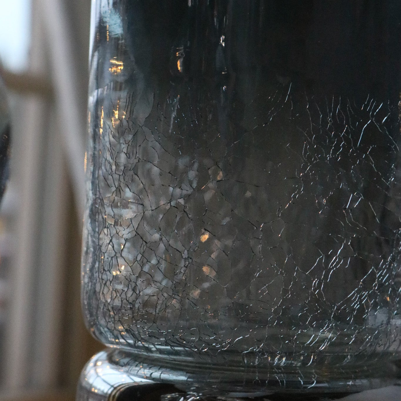 Glass Candle Vase with Silver Base