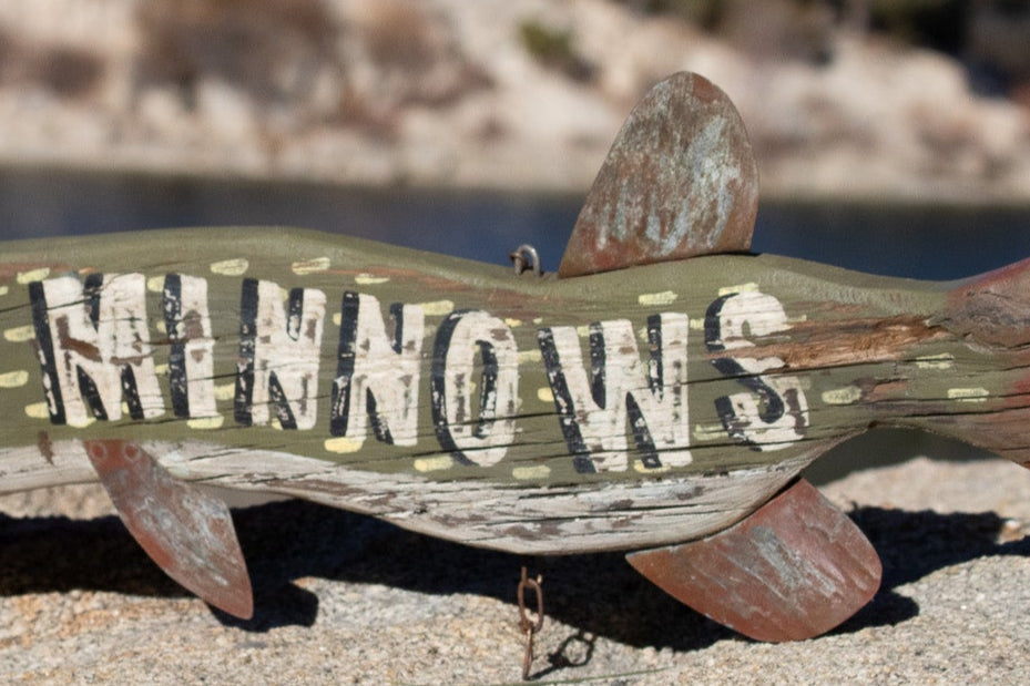 "Live Minnows" Hand Painted Wooded Sign