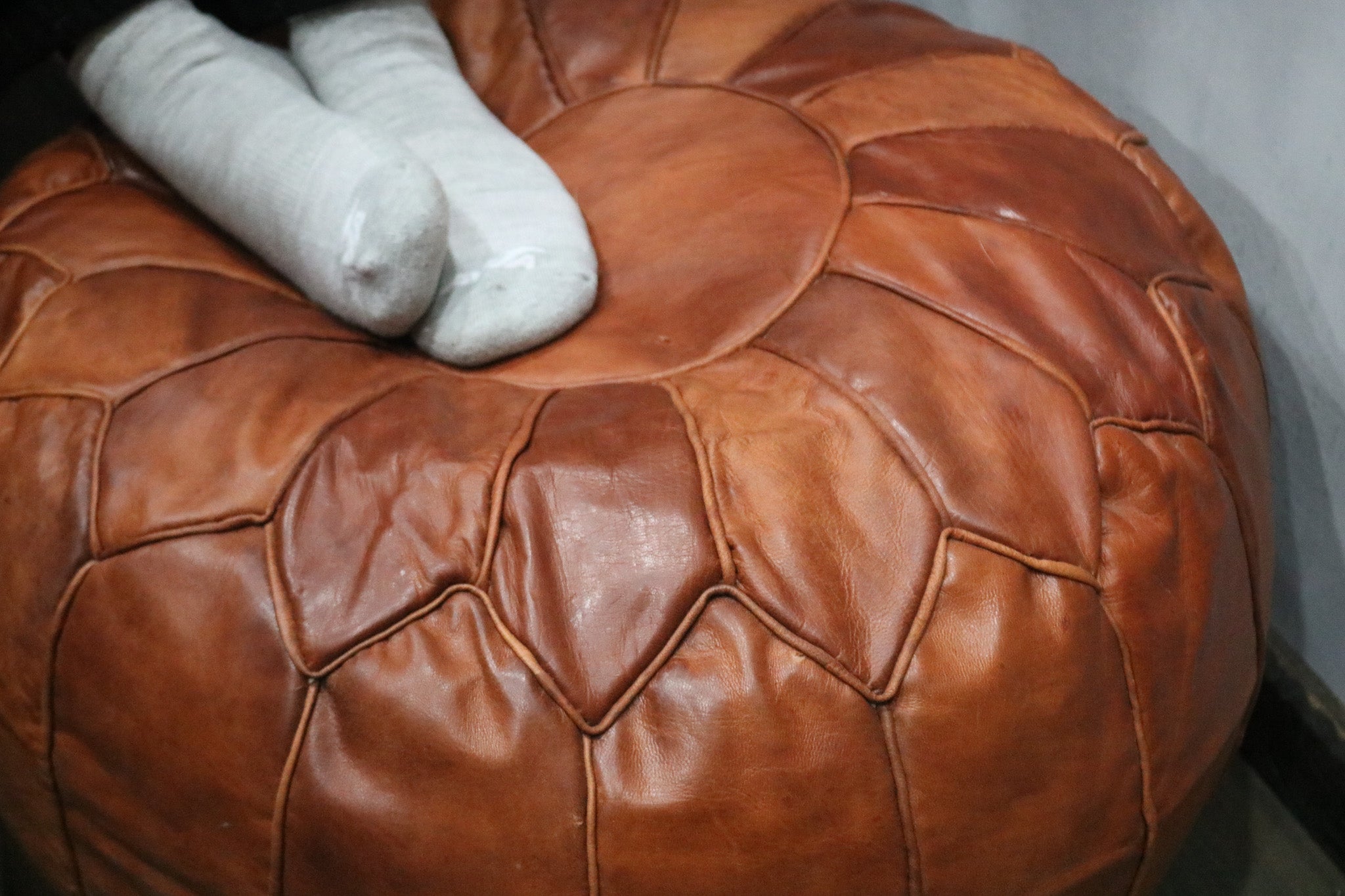 Handcrafted Moroccan Leather Pouf Berber Style Ottoman for Home Decor