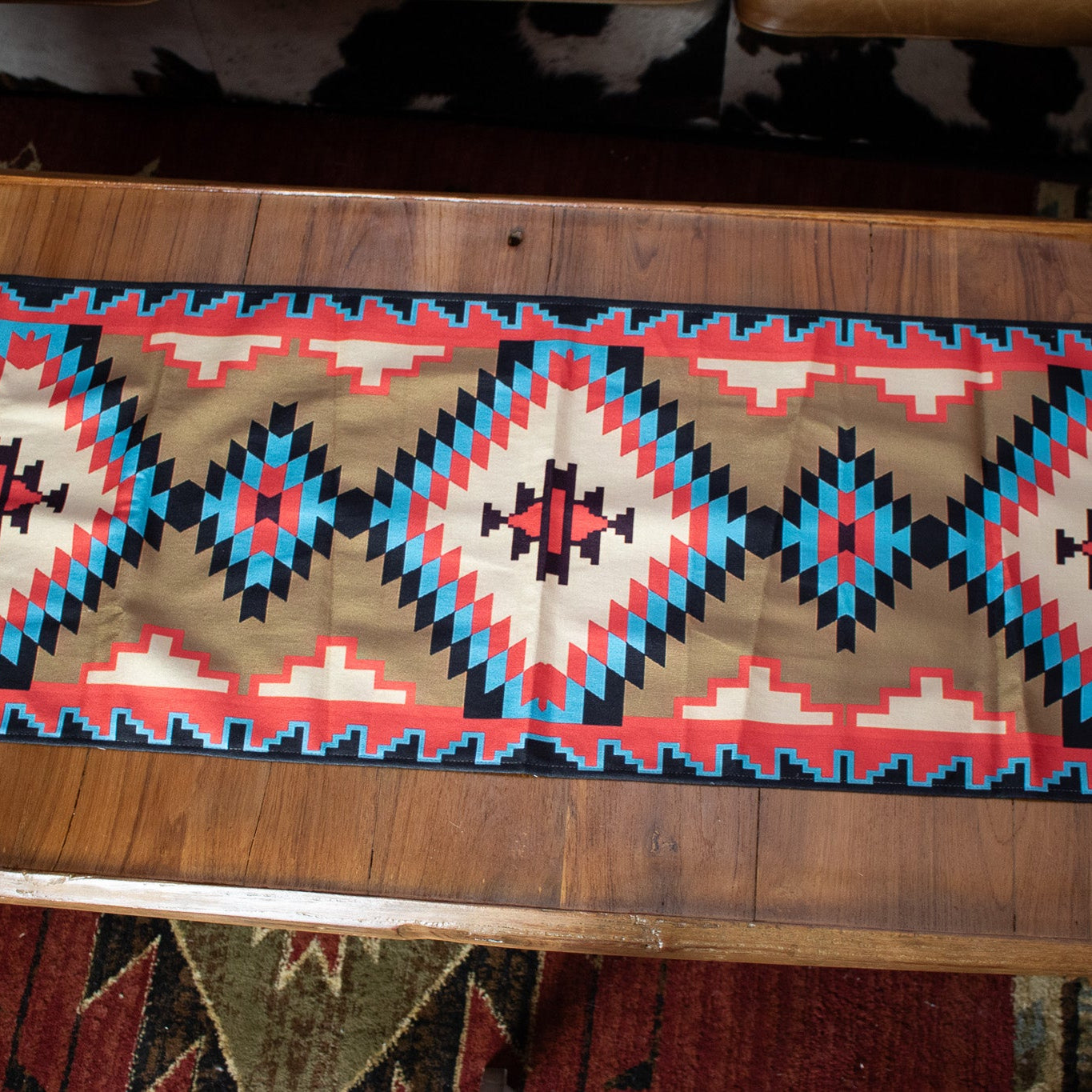 Southwest Aztec Red and Blue Table Runner