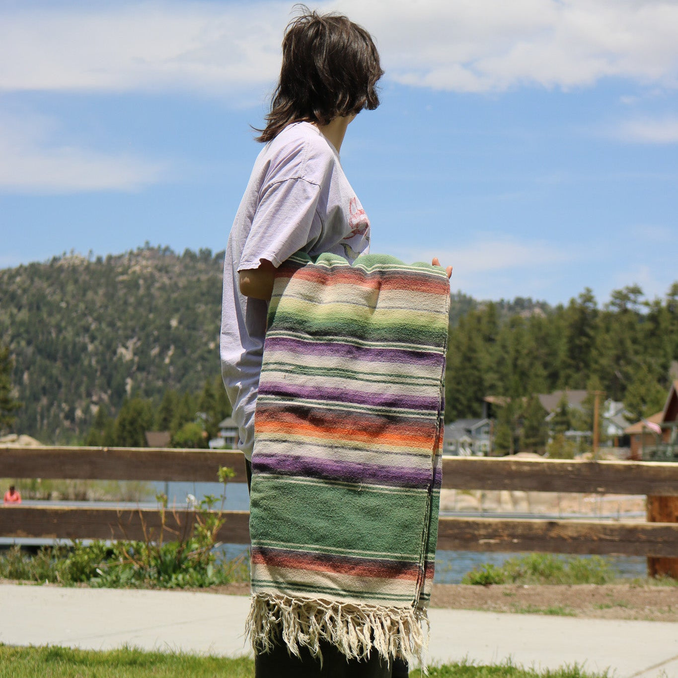 Vintage Multicolored Wool Saltillo Sarape Mexican Blanket
