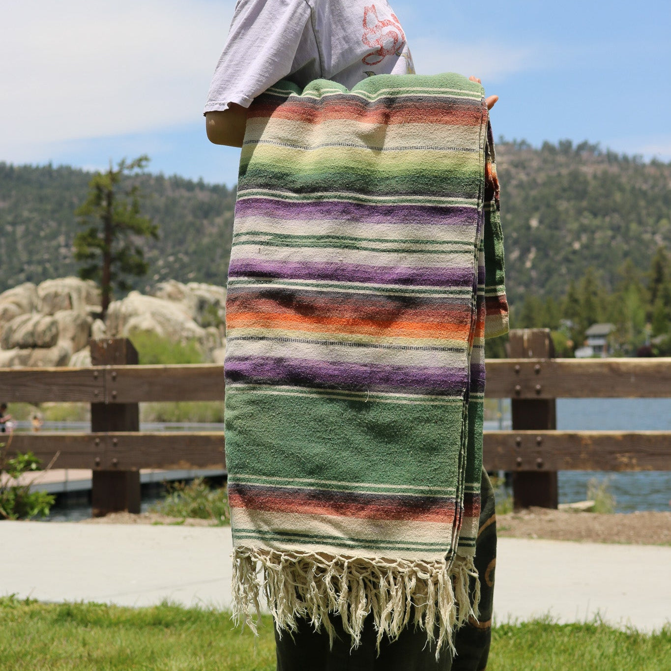 Vintage Multicolored Wool Saltillo Sarape Mexican Blanket