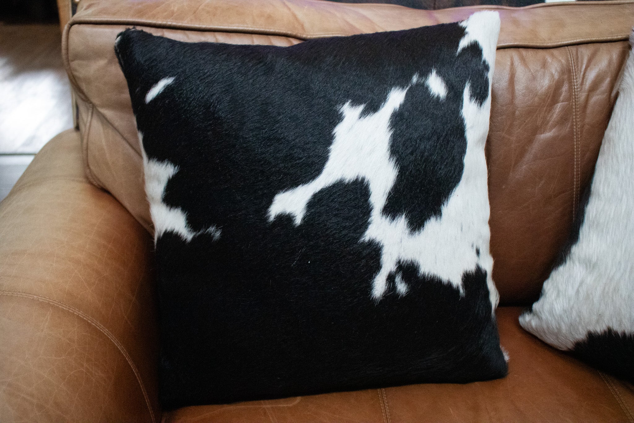 Black and White Cowhide Decorative Throw Pillow